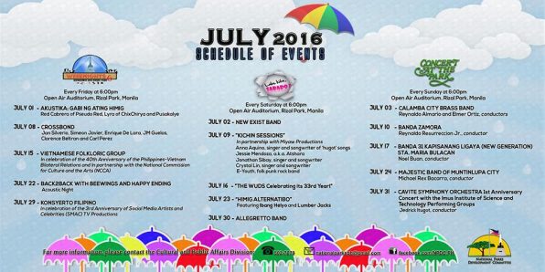 20160705 Schedule of Events at Rizal Park
