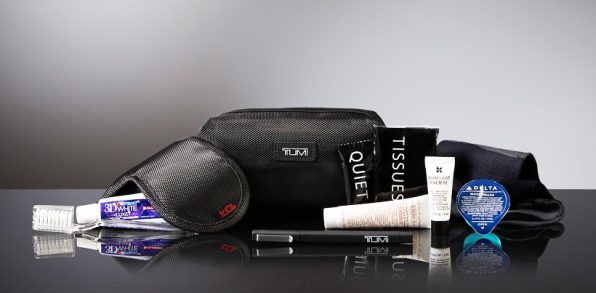 2016 Delta One Tumi Amenity Kits- These images are protected by copyright. Delta has acquired permission from the copyright owner to the use the images for specified purposes and in some cases for a limited time. If you have been authorized by Delta to do so, you may use these images to promote Delta, but only as part of Delta-approved marketing and advertising. Further distribution (including proving these images to third parties), reproduction, display, or other use is strictly prohibited.